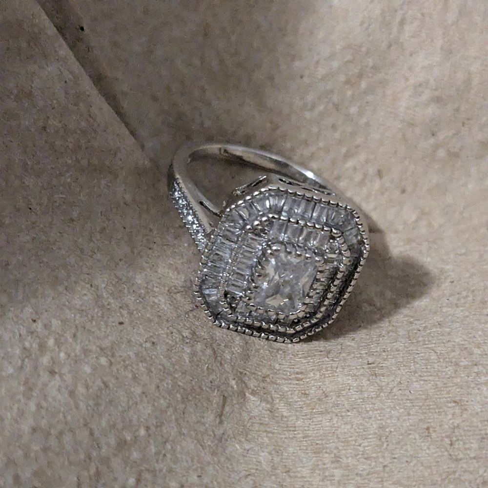 Diamond halo white gold ring